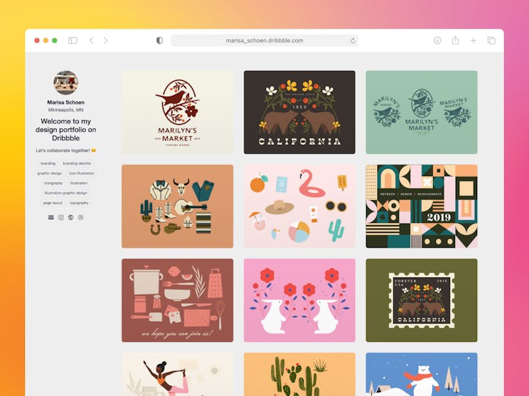 neatly organized illustration portfolio